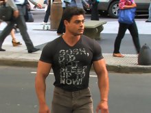 Brad Hatcher is a super-masculine competitive bodybuilder and football player. He has all the testosterone you can wish for. You might think this stun